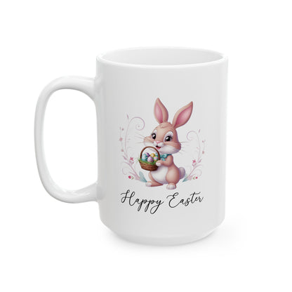 Happy Easter Bunny Mug – Cute Spring Gift with Egg Basket Design
