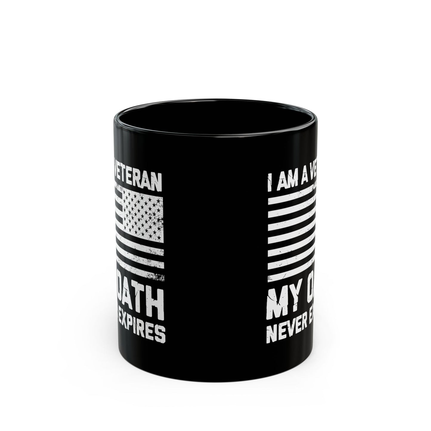 Black Military Coffee Cup with Distressed Flag – Patriotic Gift for Men & Women