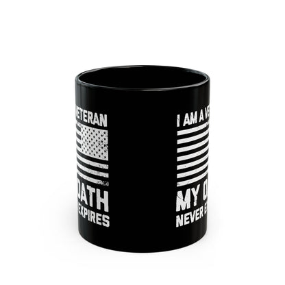 Black Military Coffee Cup with Distressed Flag – Patriotic Gift for Men & Women