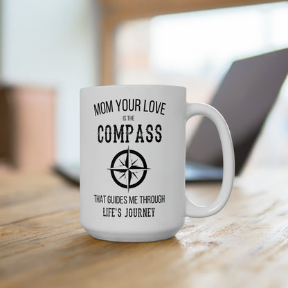 Large Mom Compass Mug – Inspirational Coffee Cup for Mother’s Day