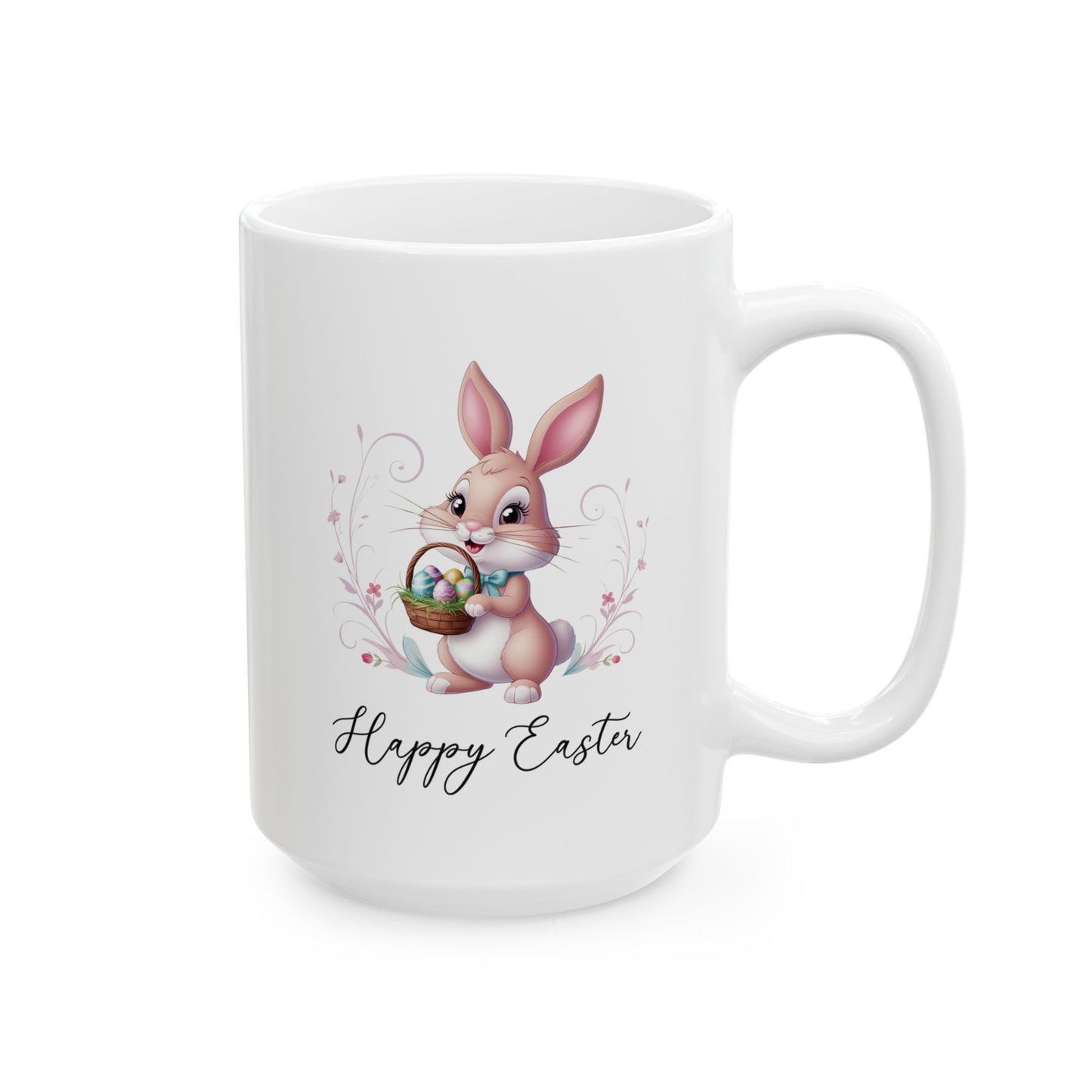 Happy Easter Bunny Mug – Cute Spring Gift with Egg Basket Design
