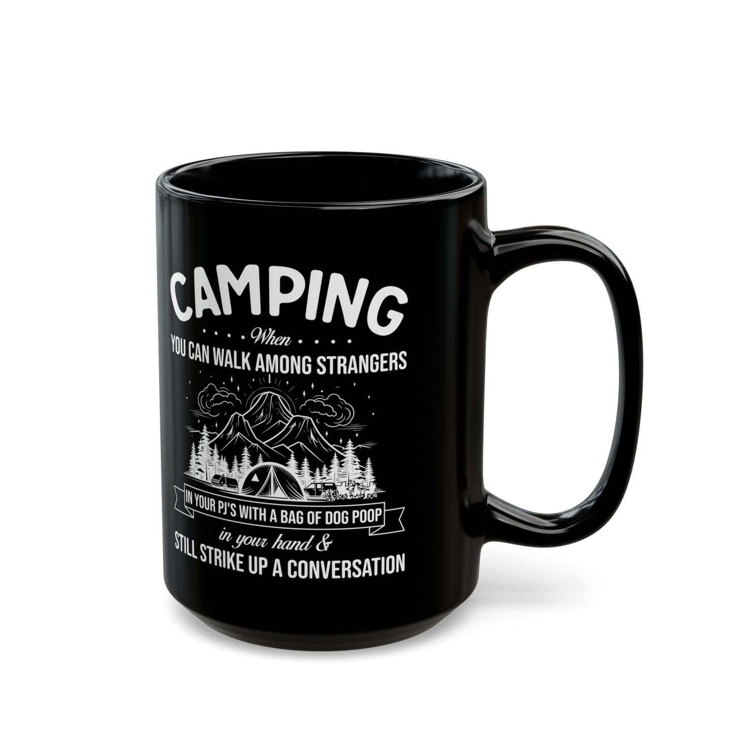 Minimalist Camping Adventure Design Ceramic Mug, (11oz, 15oz)