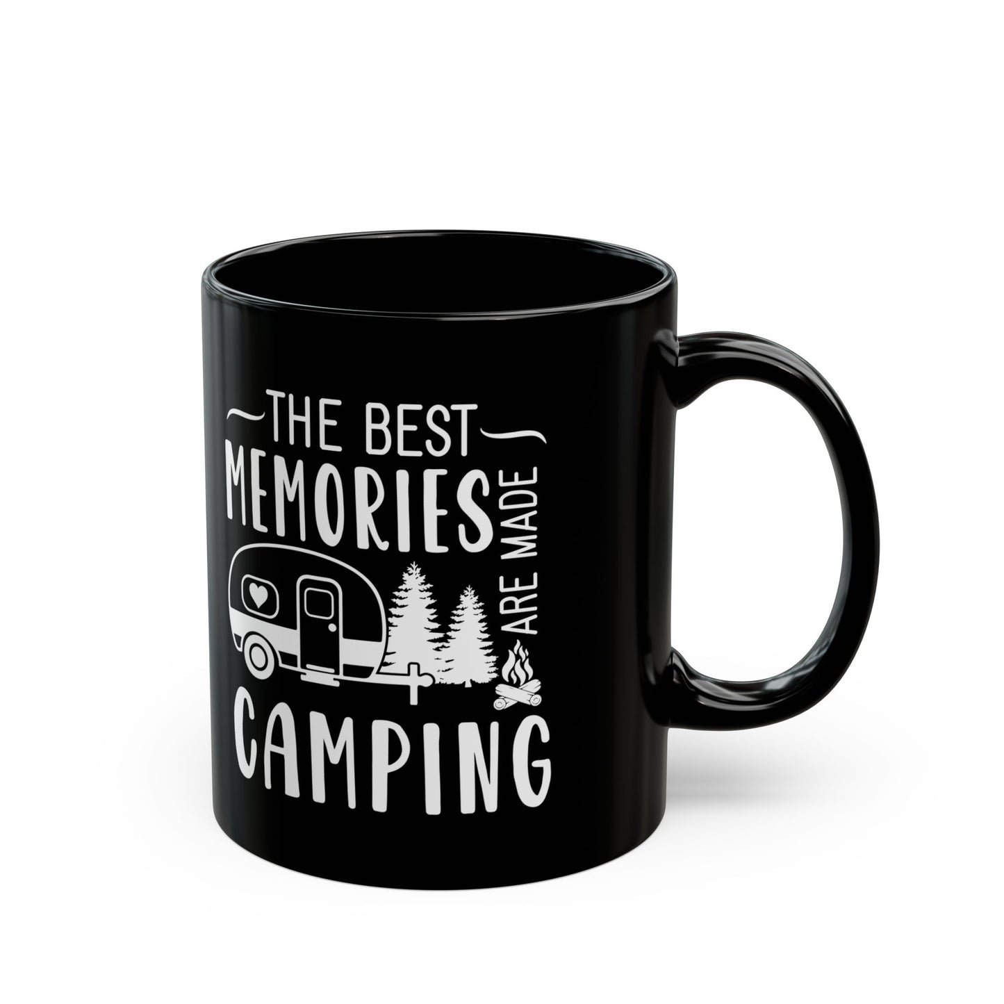 Minimalist Black Camping Design  Ceramic Mug, (11oz, 15oz)