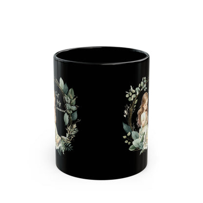 First Holy Communion Mug for Girl – Elegant Black Keepsake Cup