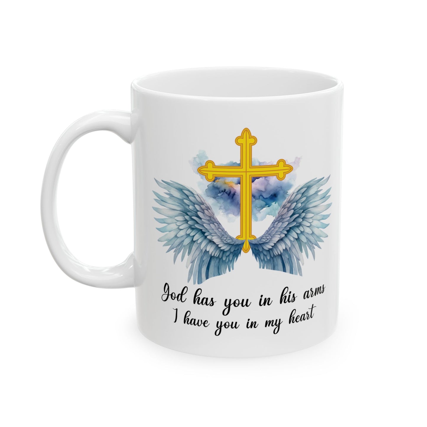 God Has You In His Arms White Mug, (11oz, 15oz)
