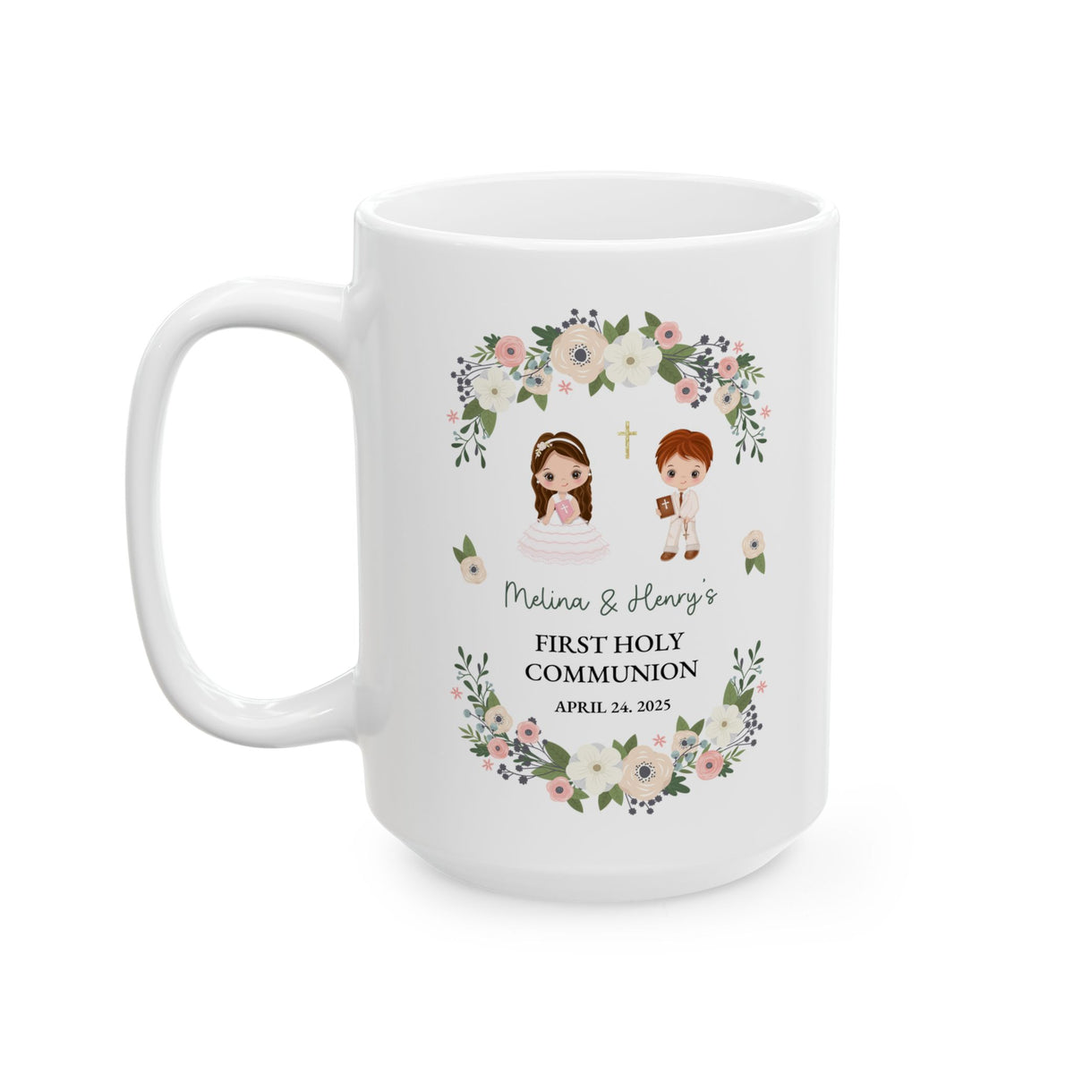 First Holy Communion Mug – Personalized Gift for Melina & Henry