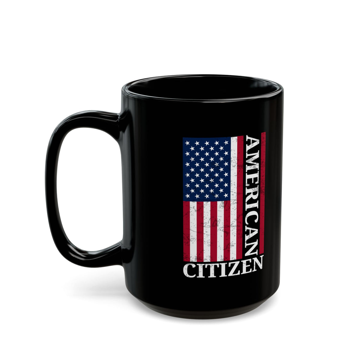 American Citizen Black Mug – Patriotic USA Flag Coffee Cup Gift