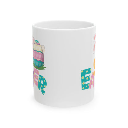 Colorful Easter Bunny Mug – Cute Egg & Letter Art Spring Cup