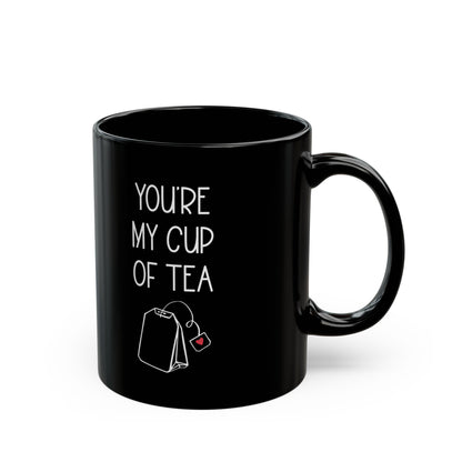 You're My Cup of Tea Mug – Black Ceramic with Teabag & Heart Tag