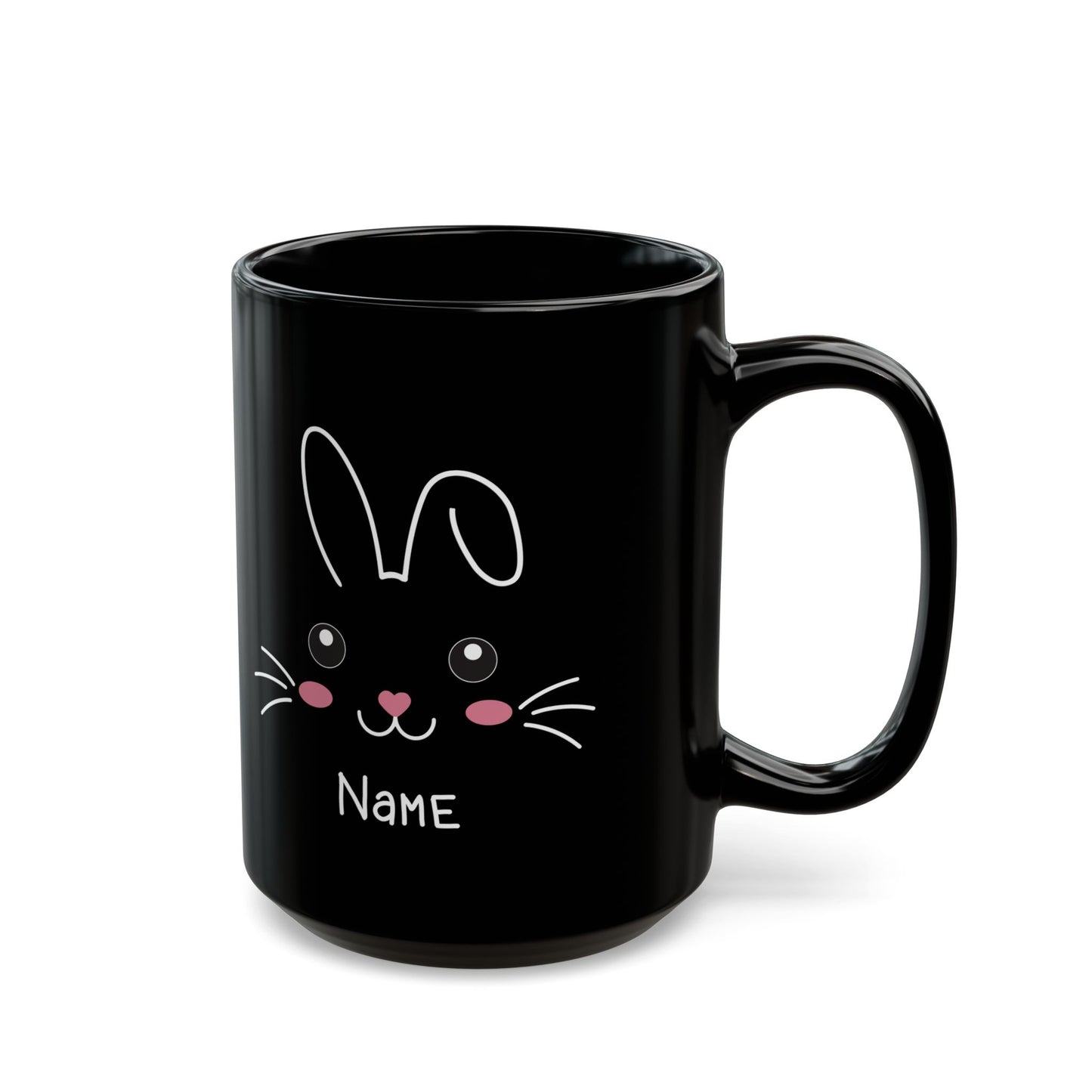 Personalized Black Bunny Mug – Cute Custom Name Gift for Kids