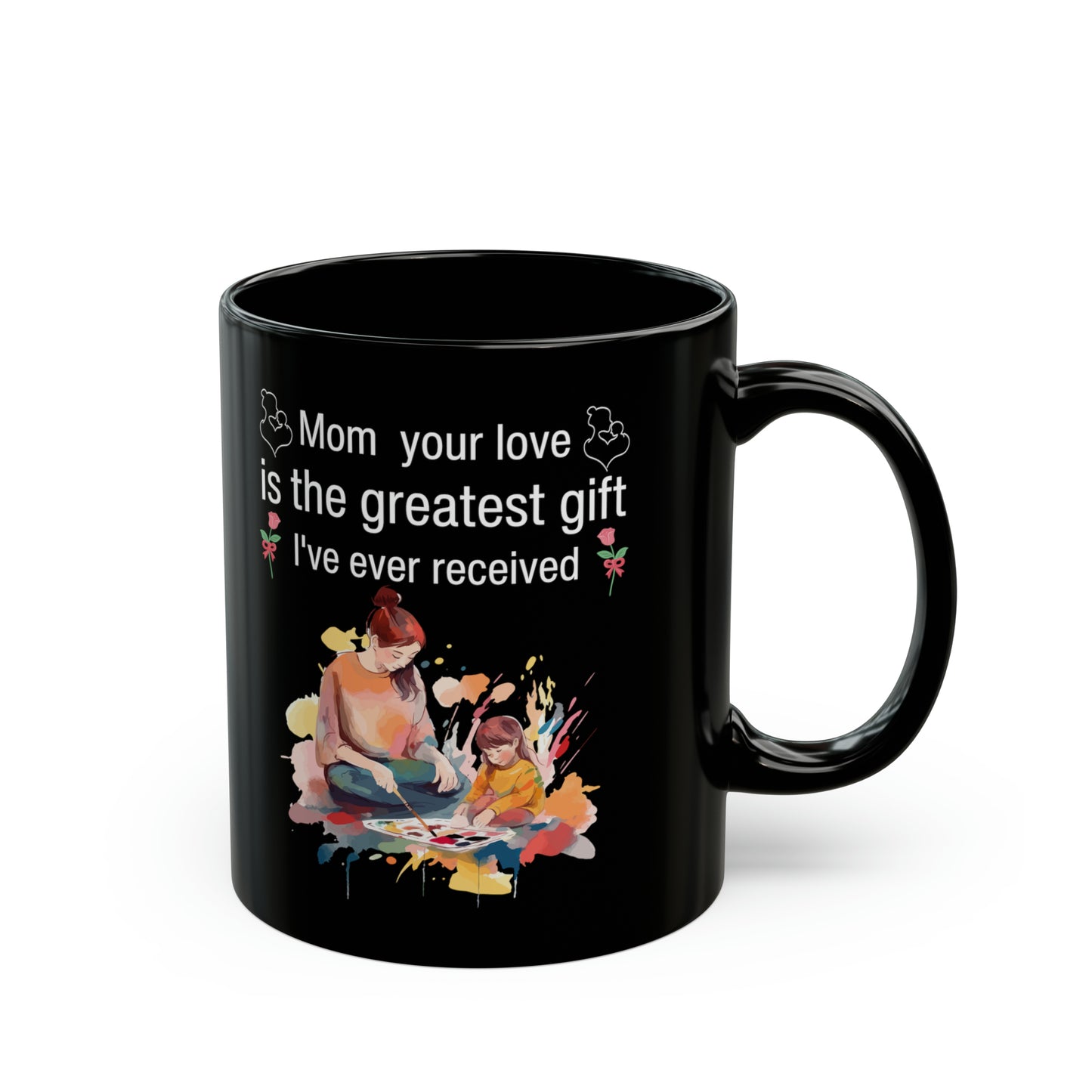 Mom's Love Black Coffee Mug – Thoughtful Mother's Day, Birthday & Christmas Gift