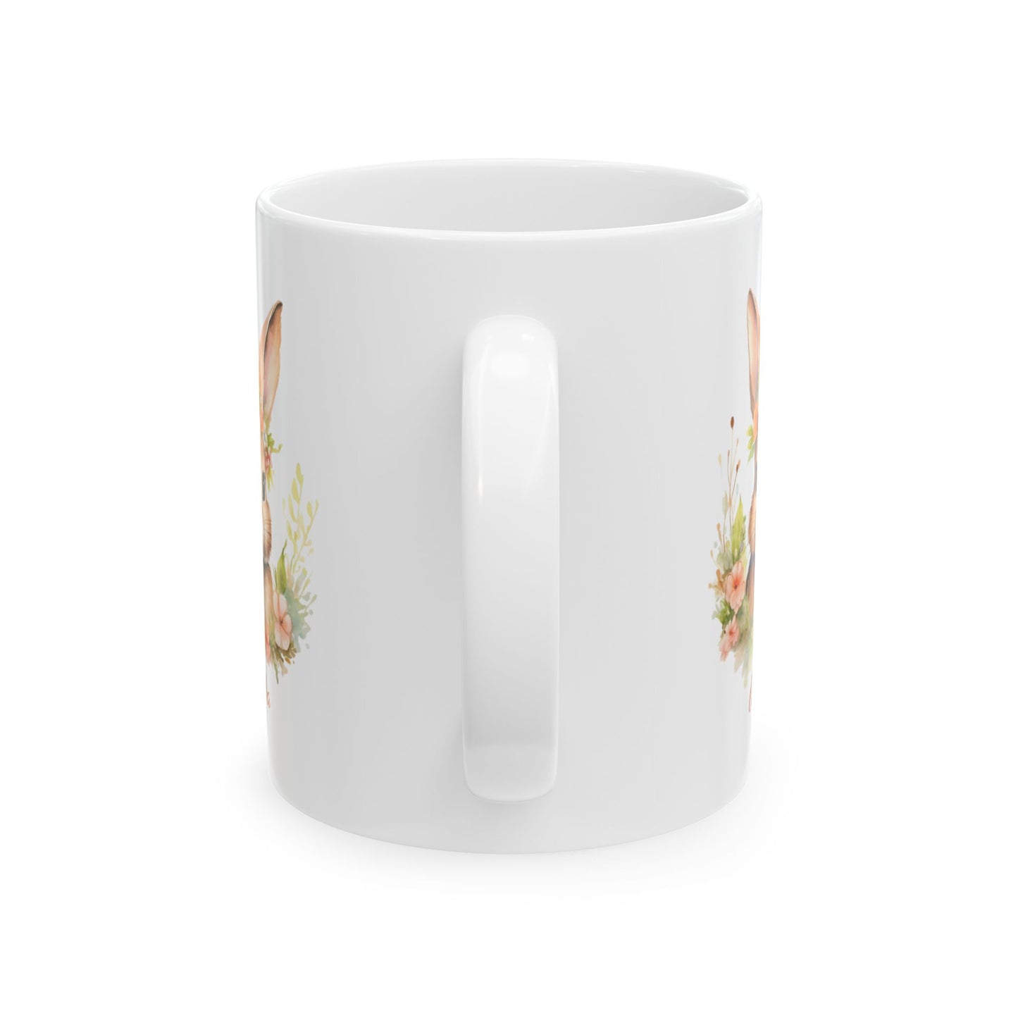Floral Bunny Mug with Name – Personalized Gift for Her