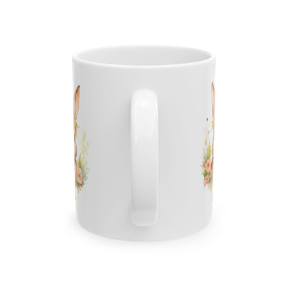 Floral Bunny Mug with Name – Personalized Gift for Her
