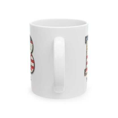 Mug - Patriotic American Flag Letter B with Kevin Name - Vintage Red, White, and Blue Design