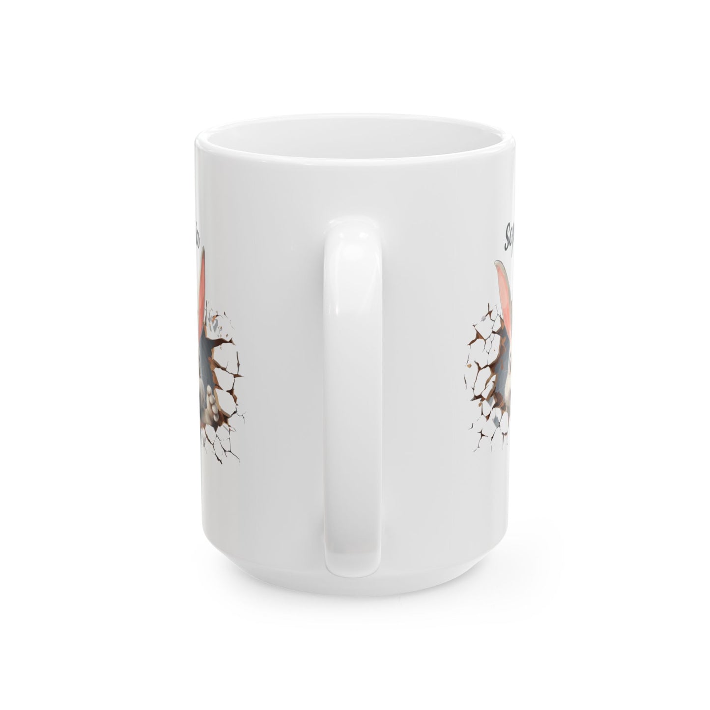 Funny Bunny Cracked Wall Mug – Custom Name Gift for Kids