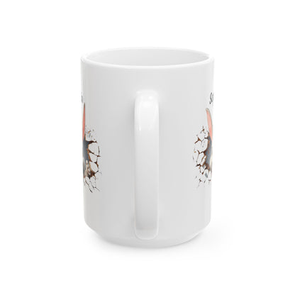 Funny Bunny Cracked Wall Mug – Custom Name Gift for Kids