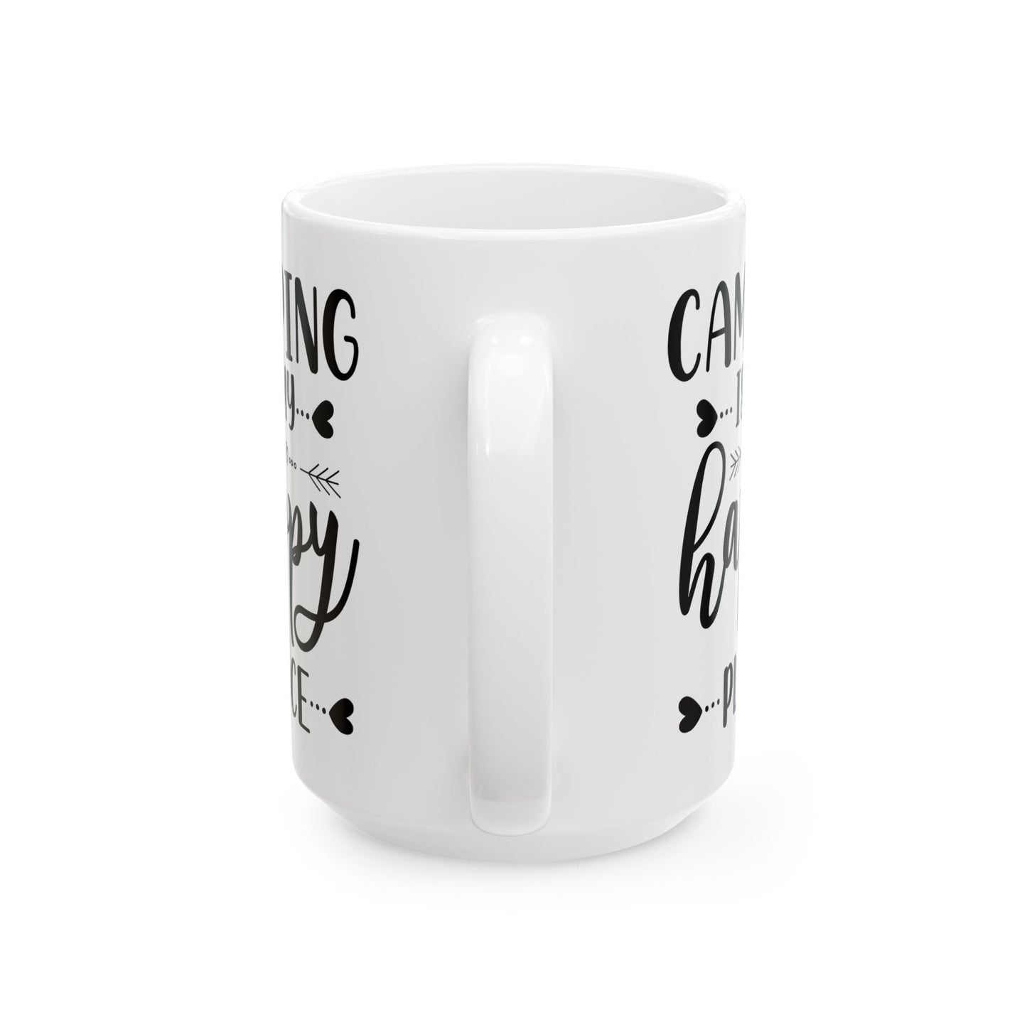 Minimalist Happy Typography Design Ceramic Mug, (11oz, 15oz)