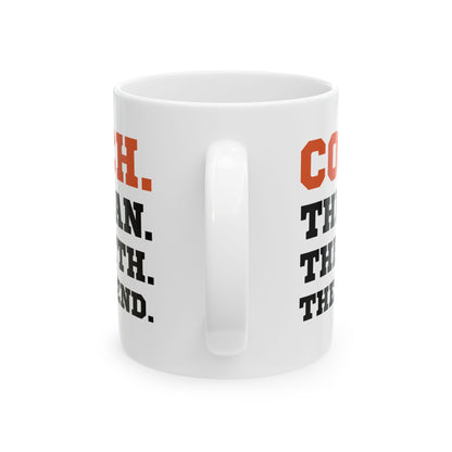 Give a Gift to Your Coach – Bold White Mug with The Man The Myth The Legend Quote