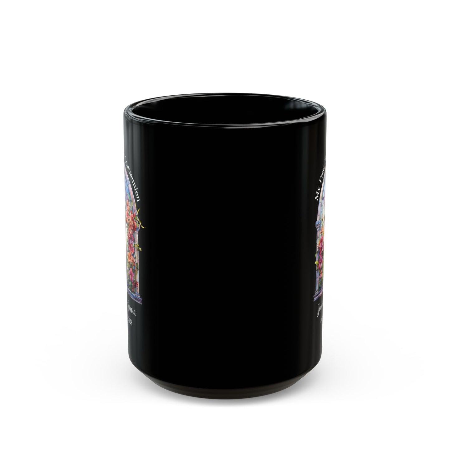 Black First Communion Mug – Personalized Gift for Girl