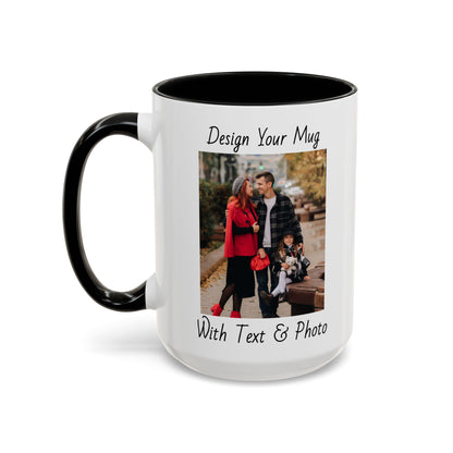 Family Fall Fashion - Mom, Dad, and Daughter in Stylish Outerwear Outdoors Mug