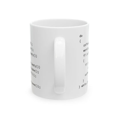 Programmer Coffee Mug – White Ceramic with Pseudo Code Print