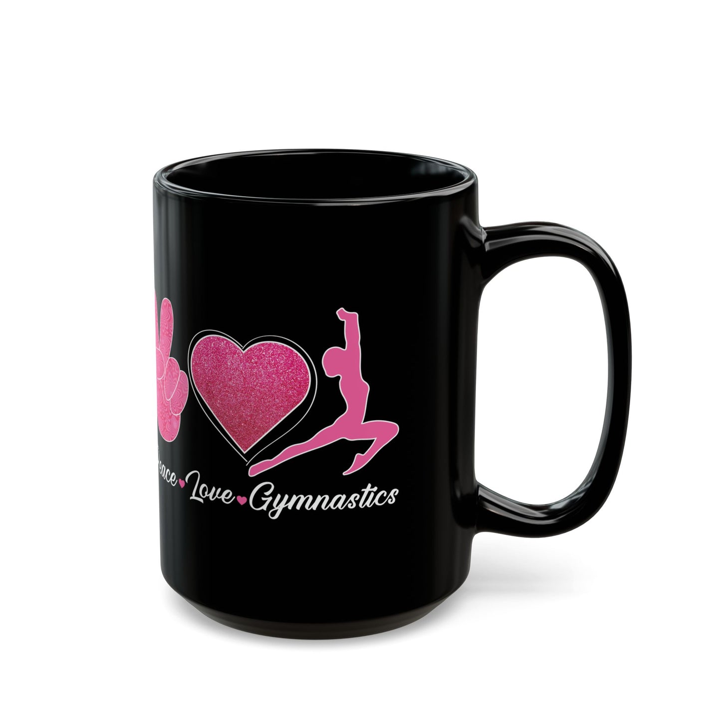 Peach Love Gymnastics Black Mug (11oz, 15oz)