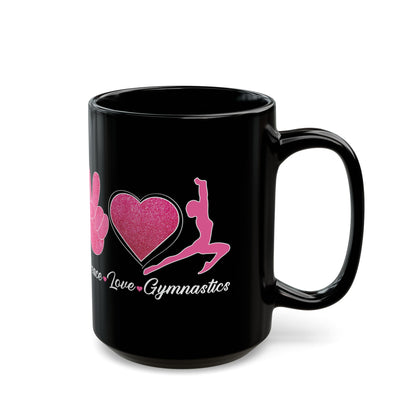 Peach Love Gymnastics Black Mug (11oz, 15oz)