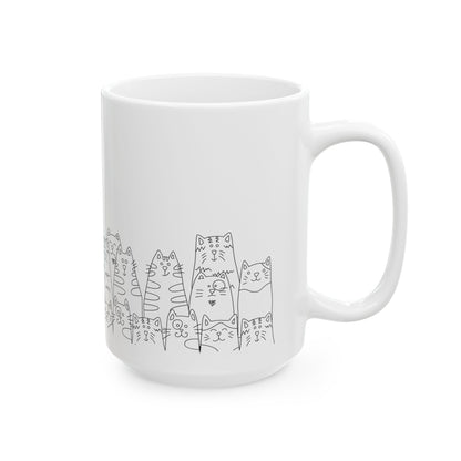 Coffee Right Meow White Mug, (11oz, 15oz)