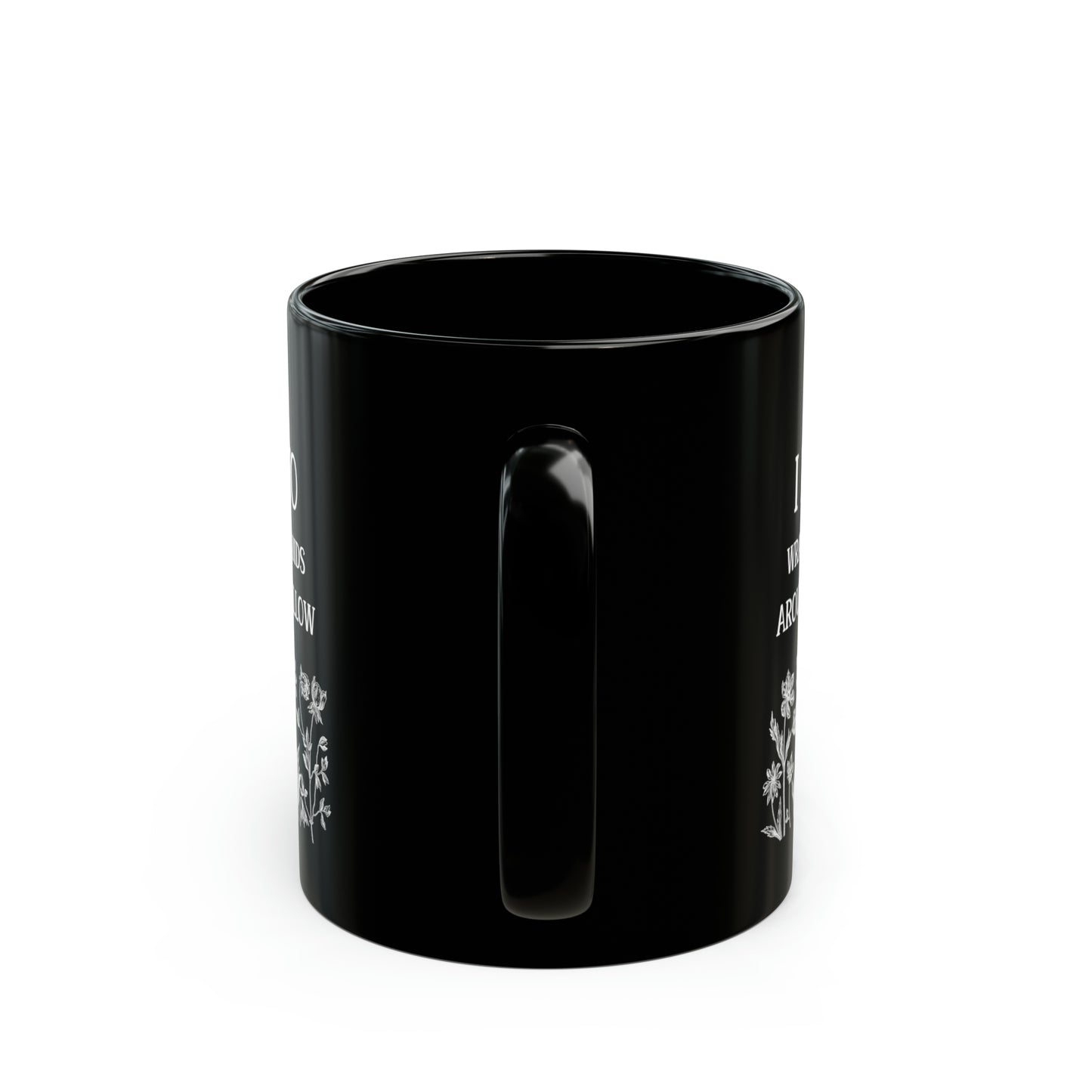 Swallow – Funny Sarcastic Black Mug with Floral Design