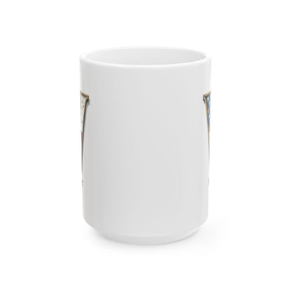 White American Flag Mug with Letter V and Name Victor Personalized Patriotic Coffee Cup Gift for Men Veterans or USA Flag Lovers
