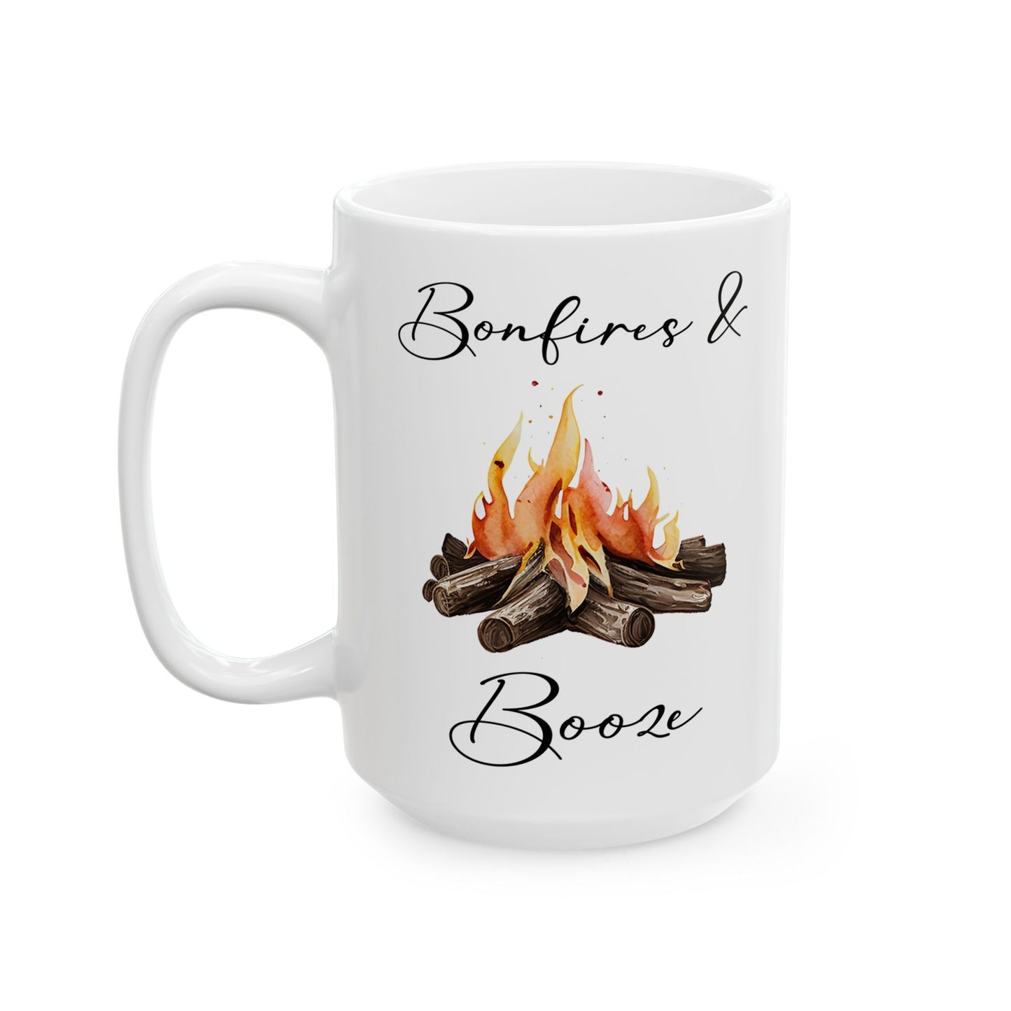 Watercolor Campfire Illustration Ceramic Mug, (11oz, 15oz)