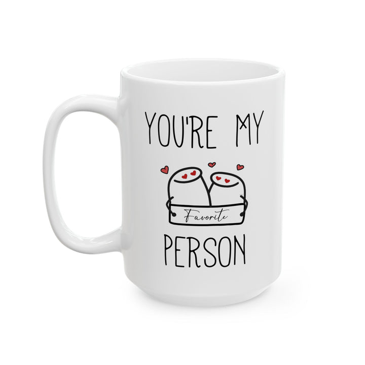 You're My Favorite Person Mug – Hugging Characters with Hearts – Cute Love Gift for Partner or Best Friend