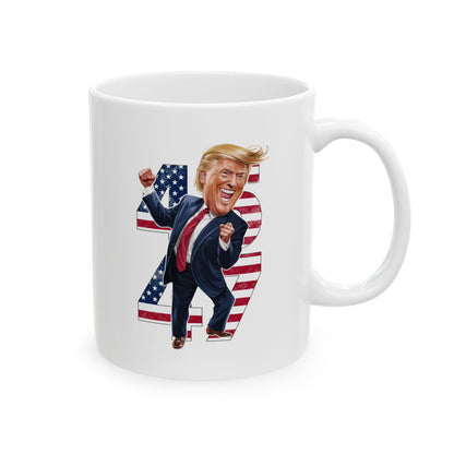Trump 47 Coffee Mug – White Patriotic Donald Trump Cup for MAGA Fans