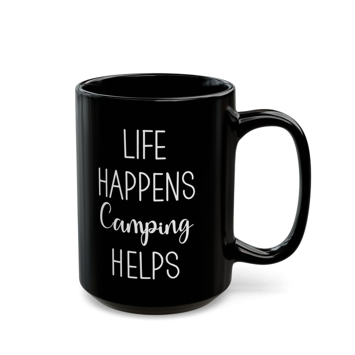Rustic Black Camping Art Ceramic Mug, (11oz, 15oz)