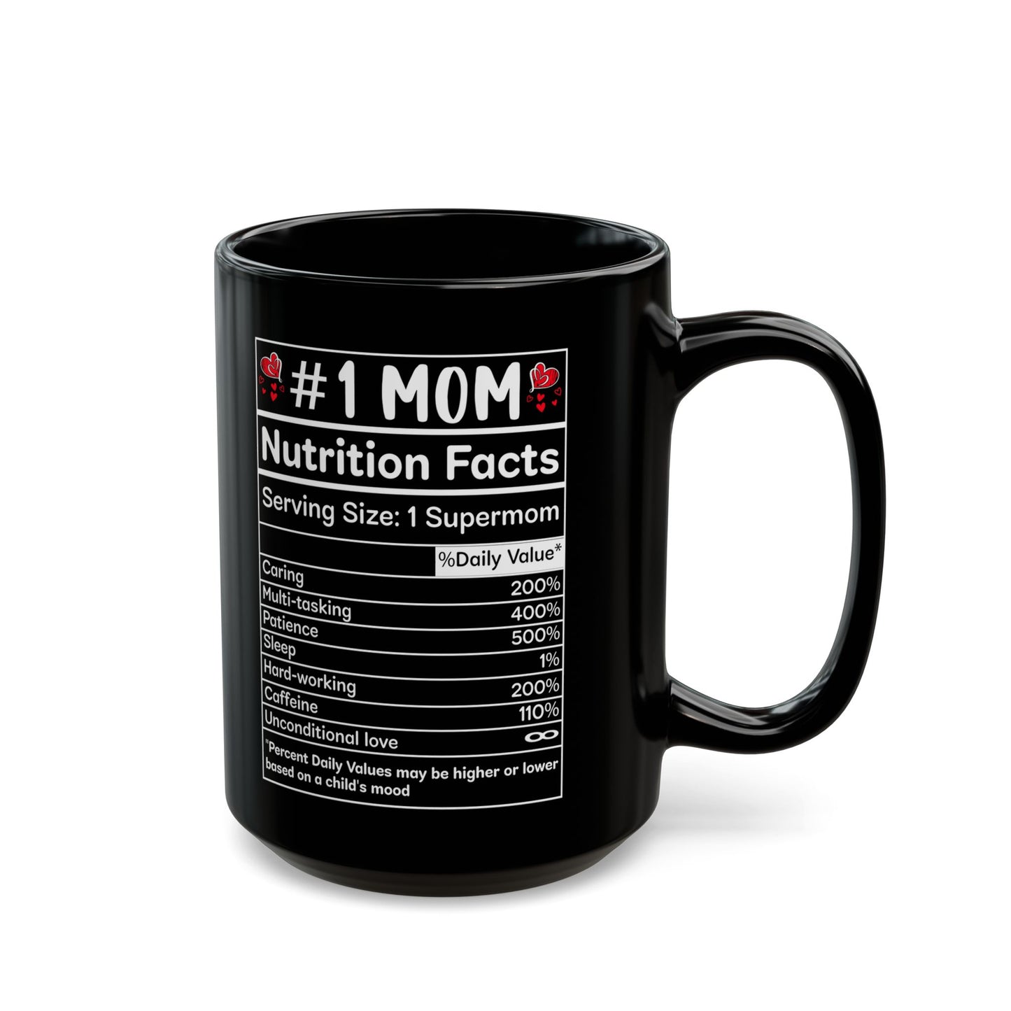 mom nutrition facts Black Mug (11oz, 15oz)