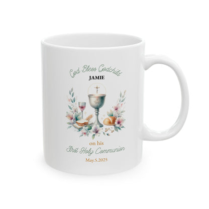 First Communion Godchild Mug – Custom Gift for Boy Jamie