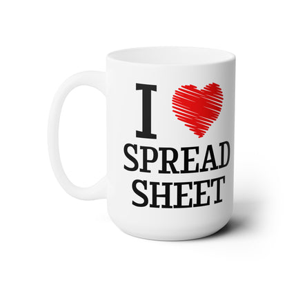 I Love Spreadsheet Mug – Bold Red Heart Design for Excel Enthusiasts & Accountants
