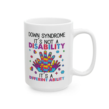 Down Syndrome Awareness Mug – Puzzle Hand Design – Support & Inclusion Gift Cup