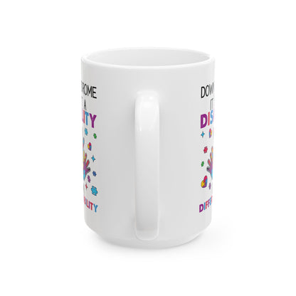 Down Syndrome Awareness Mug – Puzzle Hand Design – Support & Inclusion Gift Cup