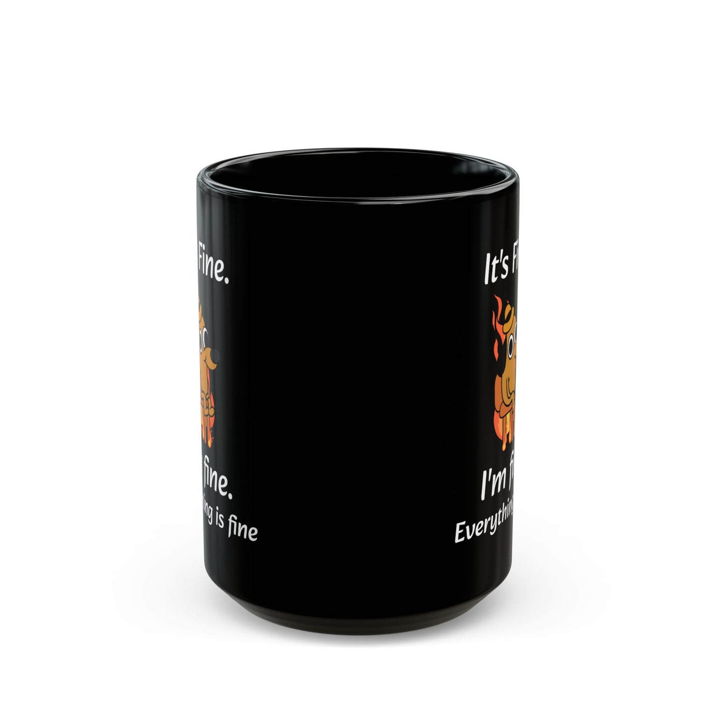 It's Fine Dog Mug – Black Ceramic with Comic Illustration