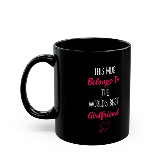 World's Best Girlfriend Mug – Black Ceramic with Heart Gift from Boyfriend or Partner