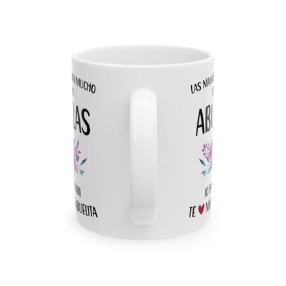 Las Abuelas Lo Saben Todo Mug – Floral Grandmother Appreciation White Ceramic Mug
