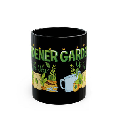 Give a Gift to a Gardening Champion – Gardener of the Year Mug Black Ceramic Coffee Cup