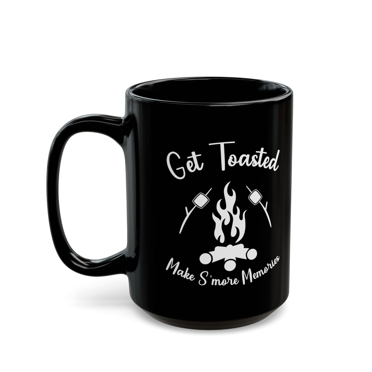 Minimalist Black and White Camping Design Ceramic Mug, (11oz, 15oz)
