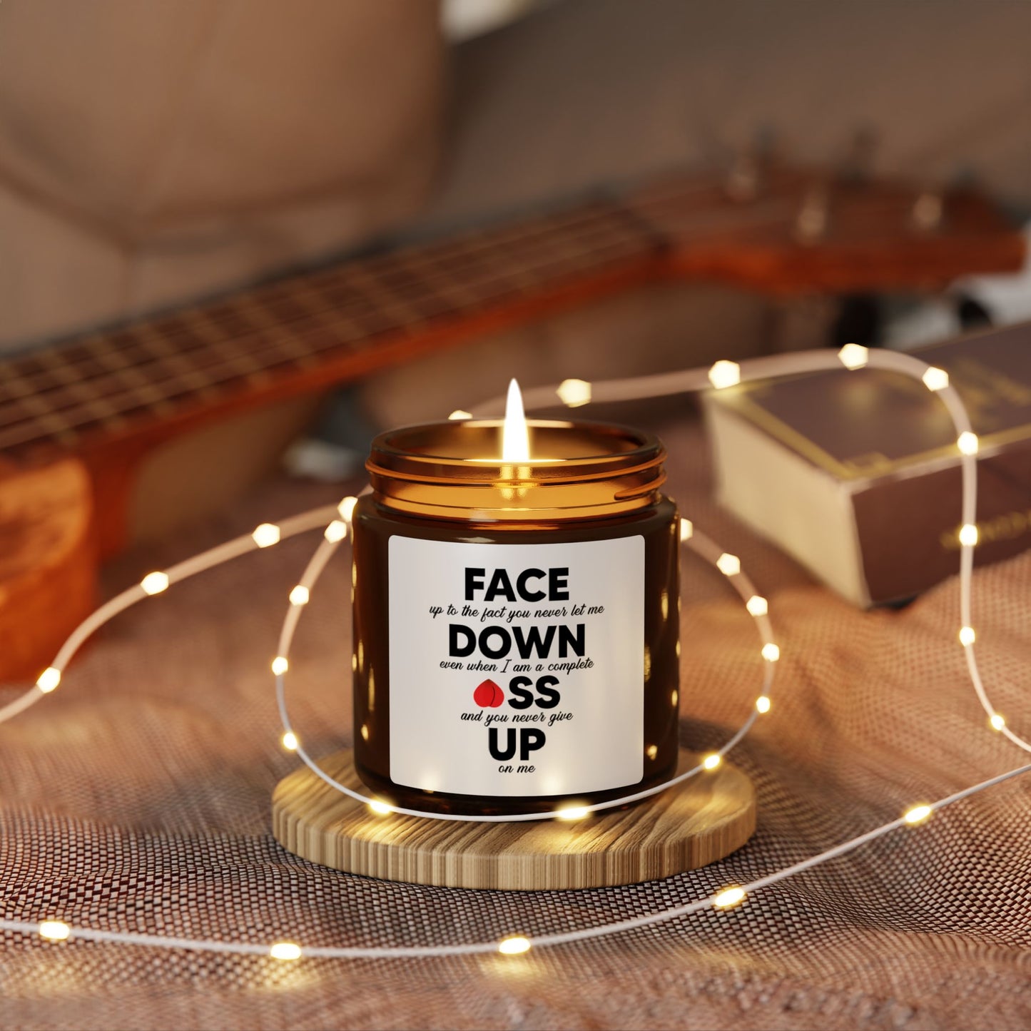 Face up the down ss up Scented Soy Candle (Multi-Size, Amber Jar)