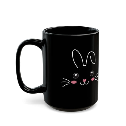 Cute Bunny Face Black Mug – Adorable Animal Gift for Kids