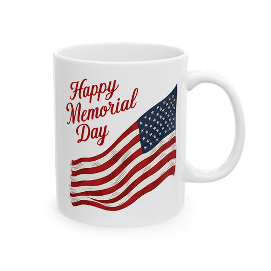 Happy Memorial Day White Mug, (11oz, 15oz)