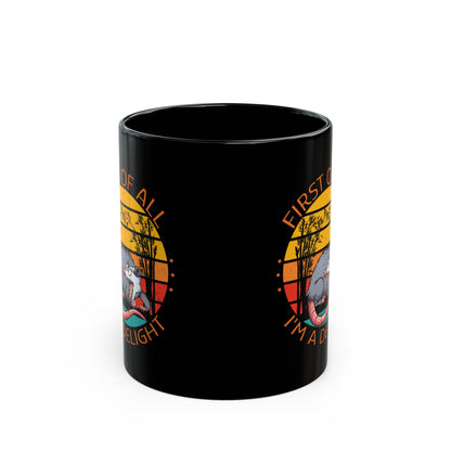 Funny Possum Mug – First of All I'm a Delight Cartoon Retro Black Coffee Cup for Animal Lovers
