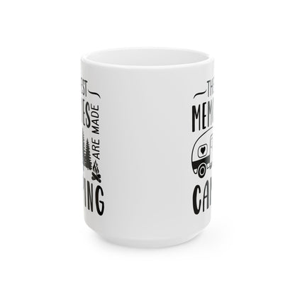Minimalist Black Camping Design  Ceramic Mug, (11oz, 15oz)