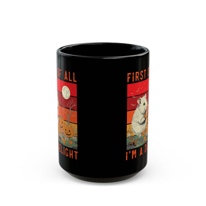First of All, I'm a Delight Halloween Mug – Black Ceramic with Chinchilla and Pumpkins